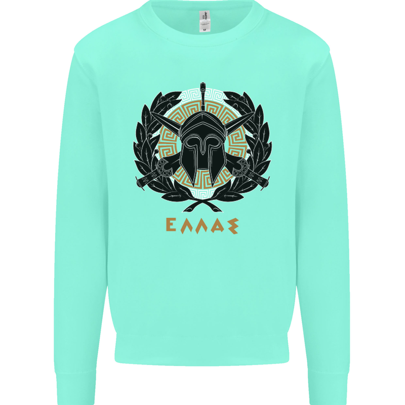 Greek Helmet Gym Training Top Spartan MMA Kids Sweatshirt Jumper Peppermint