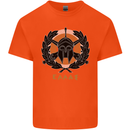 Greek Helmet Gym Training Top Spartan MMA Kids T-Shirt Childrens Orange