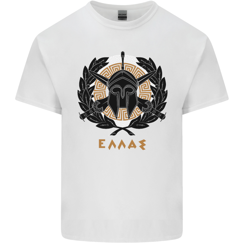 Greek Helmet Gym Training Top Spartan MMA Kids T-Shirt Childrens White