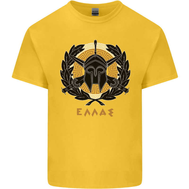 Greek Helmet Gym Training Top Spartan MMA Kids T-Shirt Childrens Yellow