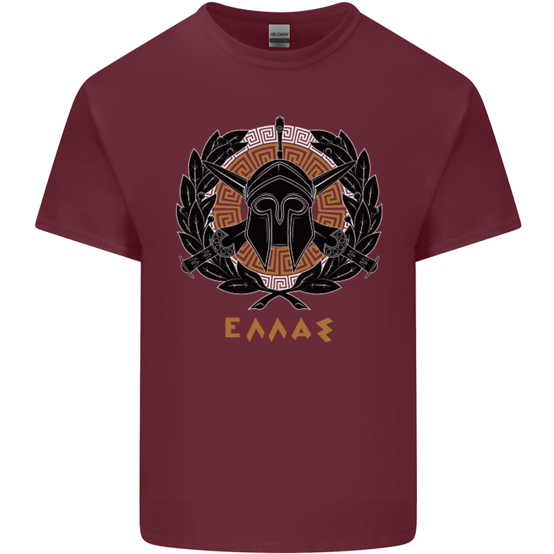 Greek Helmet Gym Training Top Spartan MMA Mens Cotton T-Shirt Tee Top Maroon