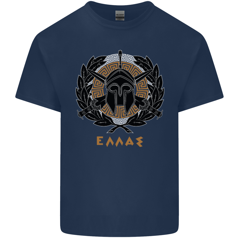 Greek Helmet Gym Training Top Spartan MMA Mens Cotton T-Shirt Tee Top Navy Blue