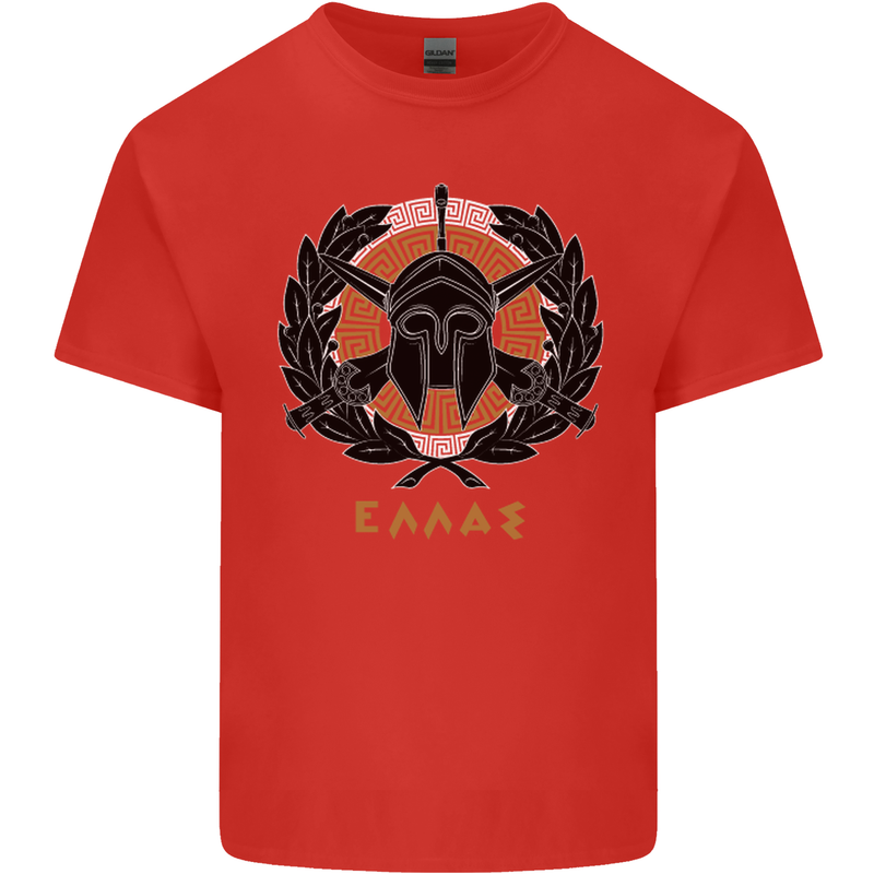 Greek Helmet Gym Training Top Spartan MMA Mens Cotton T-Shirt Tee Top Red