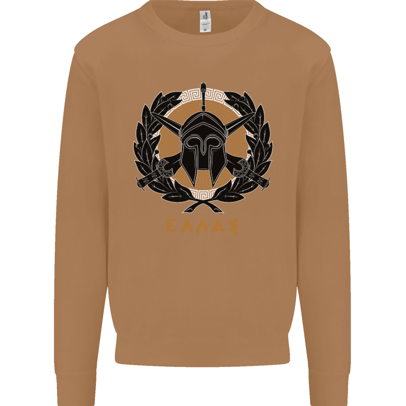 Greek Helmet Gym Training Top Spartan MMA Mens Sweatshirt Jumper Caramel Latte