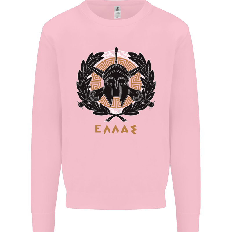 Greek Helmet Gym Training Top Spartan MMA Mens Sweatshirt Jumper Light Pink