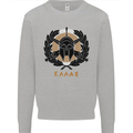 Greek Helmet Gym Training Top Spartan MMA Mens Sweatshirt Jumper Sports Grey