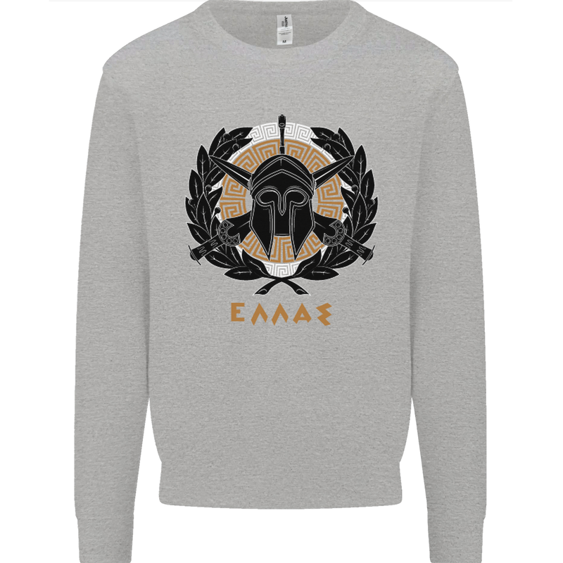 Greek Helmet Gym Training Top Spartan MMA Mens Sweatshirt Jumper Sports Grey