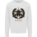 Greek Helmet Gym Training Top Spartan MMA Mens Sweatshirt Jumper White