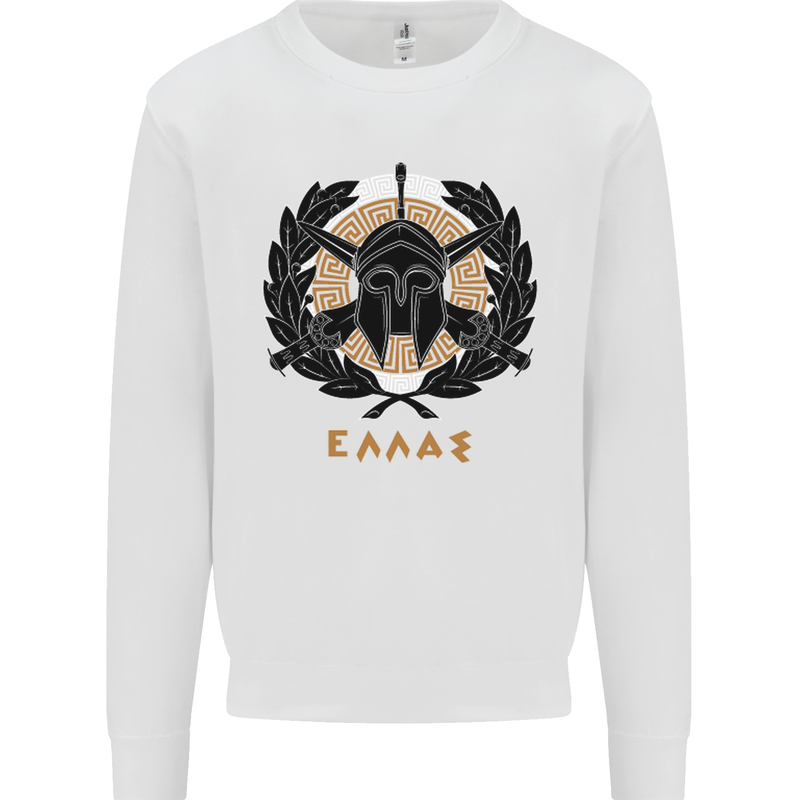 Greek Helmet Gym Training Top Spartan MMA Mens Sweatshirt Jumper White