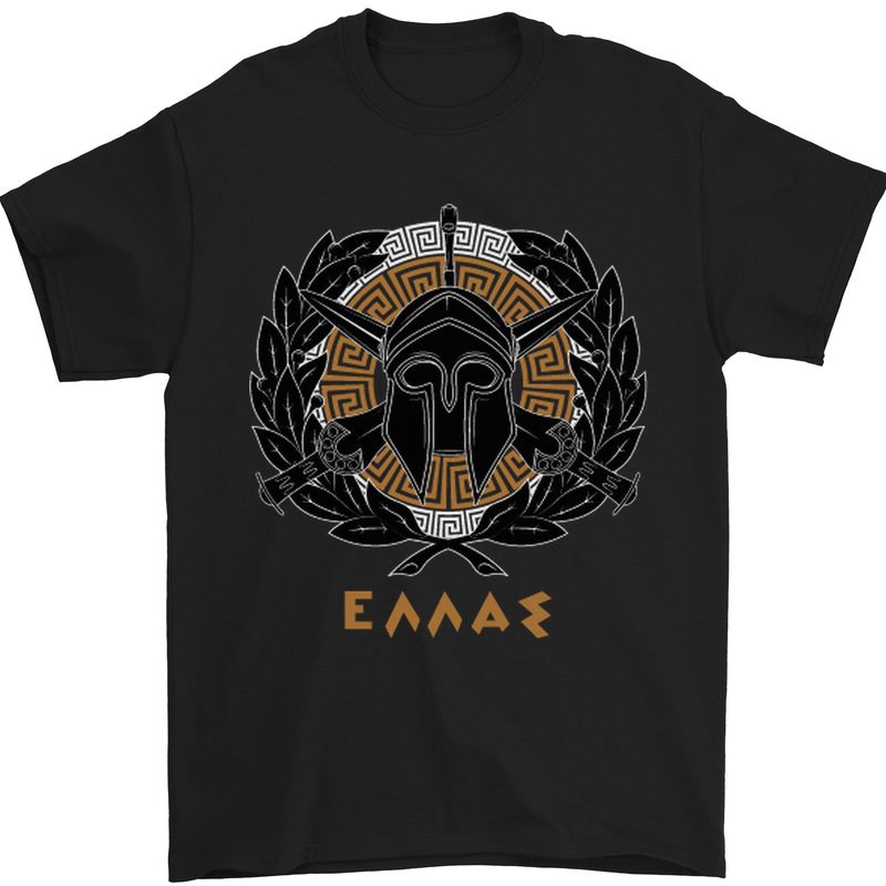Greek Helmet Gym Training Top Spartan MMA Mens T-Shirt Cotton Gildan Black