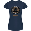 Greek Helmet Gym Training Top Spartan MMA Womens Petite Cut T-Shirt Navy Blue