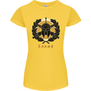 Greek Helmet Gym Training Top Spartan MMA Womens Petite Cut T-Shirt Yellow