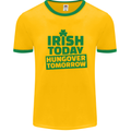 Irish Hungover Tomorrow St. Patrick's Day Mens White Ringer T-Shirt Gold/Green