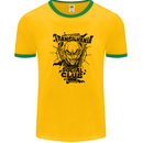 Vampires Transilvania Social Club Halloween Mens White Ringer T-Shirt Gold/Green