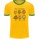 Cats Types of Coffee Drinkers Mens Ringer T-Shirt FotL Gold/Green