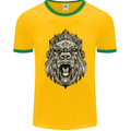 Ape Mandala Art Mens Ringer T-Shirt FotL Gold/Green