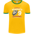 9 Year Wedding Anniversary 9th Rugby Mens Ringer T-Shirt FotL Gold/Green