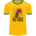 Stop Starring at My Cock Funny Rude Mens Ringer T-Shirt FotL Gold/Green