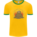 Sloth Tested Positive For Tired Funny Lazy Mens White Ringer T-Shirt Gold/Green