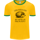 Hedgehogs Just Share the Hedge Funny Mens White Ringer T-Shirt Gold/Green