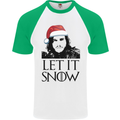 Xmas Let it Snow Funny Christmas Mens S/S Baseball T-Shirt White/Green