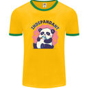Indepandant Funny Independant Panda Bear Mens White Ringer T-Shirt Gold/Green