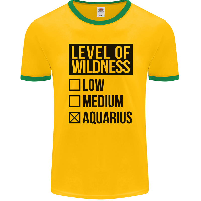 Levels of Wildness Aquarius Mens Ringer T-Shirt FotL Gold/Green