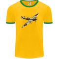 A Supermarine Spitfire Fying Solo Mens Ringer T-Shirt FotL Gold/Green