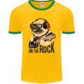 Rock n Roll Pug Funny Guitar Heavy Metal Mens Ringer T-Shirt FotL Gold/Green