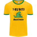 T-Rex Hates Backstroke Funny Swimming Swim Mens Ringer T-Shirt FotL Gold/Green