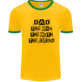 Dad the Man the Myth the Legend Mens White Ringer T-Shirt Gold/Green