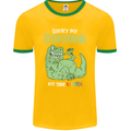 My Dinosaur Ate Your Unicorn Funny T-Rex Mens Ringer T-Shirt FotL Gold/Green