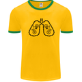 Bicycle Lungs Funny Cycling Bike Cyclist Mens White Ringer T-Shirt Gold/Green