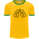 Bicycle Lungs Funny Cycling Bike Cyclist Mens White Ringer T-Shirt Gold/Green