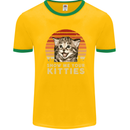 Show Me Your Kitties Funny Cat Kitten Mens White Ringer T-Shirt Gold/Green