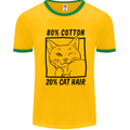 Part Cotton Part Cat Hair Funny Mens White Ringer T-Shirt Gold/Green