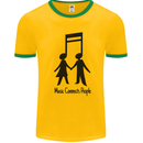 Music Connects Funny Valentines Day Mens Ringer T-Shirt Gold/Green