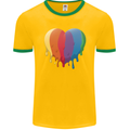 Gay Pride LGBT Heart Mens Ringer T-Shirt FotL Gold/Green