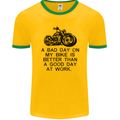 A Bad Day on My Bike Motorbike Biker Mens Ringer T-Shirt FotL Gold/Green