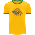 Steampunk Fox Mens Ringer T-Shirt FotL Gold/Green