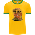 Heading to Vegan Town Funny Turkey Mens Ringer T-Shirt FotL Gold/Green