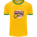 World's Okayest Guitar Player Funny Mens White Ringer T-Shirt Gold/Green