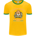 Funny Lazy Couch Potato Watchng TV & Movies Mens White Ringer T-Shirt Gold/Green
