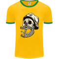 Old Sailor Skull Sailing Captain Mens Ringer T-Shirt FotL Gold/Green