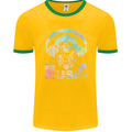 Music Skull With Headphones Dance Tekno Mens Ringer T-Shirt FotL Gold/Green