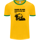 Biker Down on One Knee Motorcycle Motorbike Mens Ringer T-Shirt FotL Gold/Green