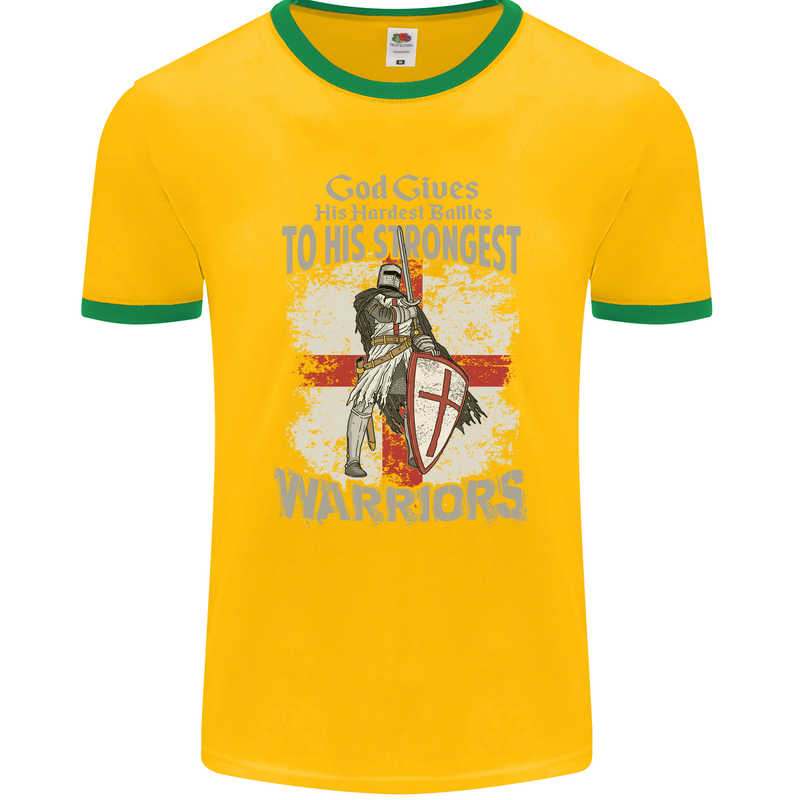 St George Warriors Mens Ringer T-Shirt FotL Gold/Green