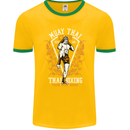 Muay Thai Fighter Warrior MMA Martial Arts Mens Ringer T-Shirt FotL Gold/Green