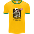 Jazz is Not Dead Skeleton Mens White Ringer T-Shirt Gold/Green