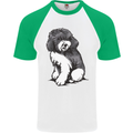 Harlequin Poodle Sketch Mens S/S Baseball T-Shirt White/Green